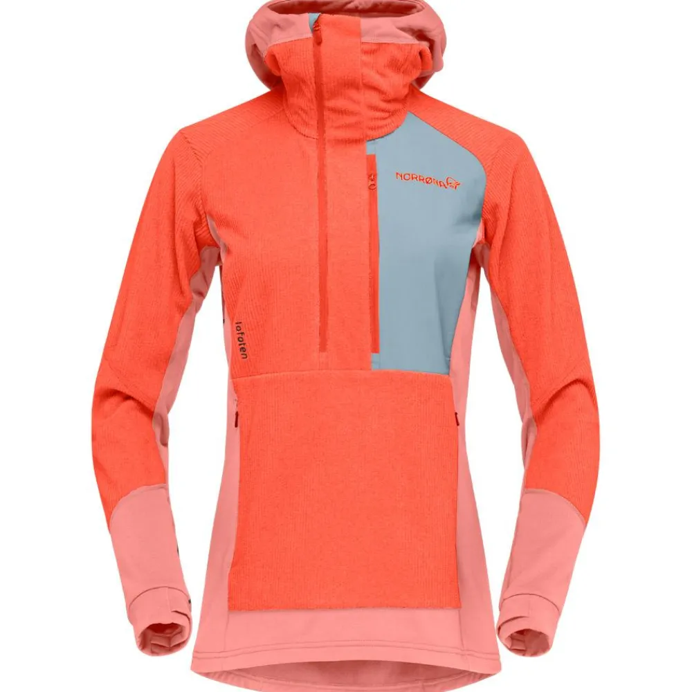 Polaire Femme|Veste De Ski<Norrona Polaire Lofoten Thermal Pro Hood W's Orange Alert Peach Amber