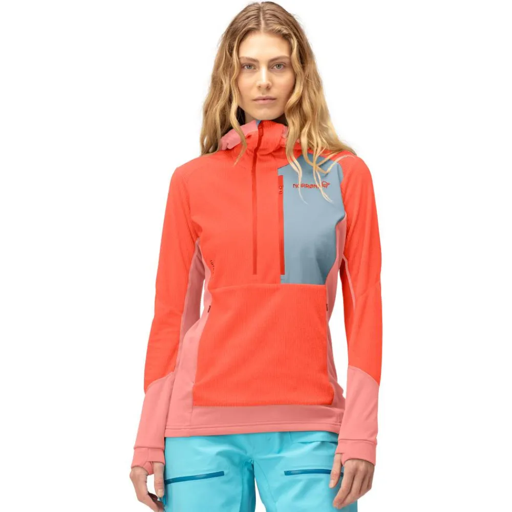 Polaire Femme|Veste De Ski<Norrona Polaire Lofoten Thermal Pro Hood W's Orange Alert Peach Amber