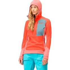 Polaire Femme|Veste De Ski<Norrona Polaire Lofoten Thermal Pro Hood W's Orange Alert Peach Amber