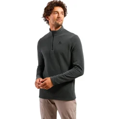 Polaire Homme|Veste De Ski<Odlo Polaire Roy Mid Layer 1/2 Zip Shale Grey Black Stripes