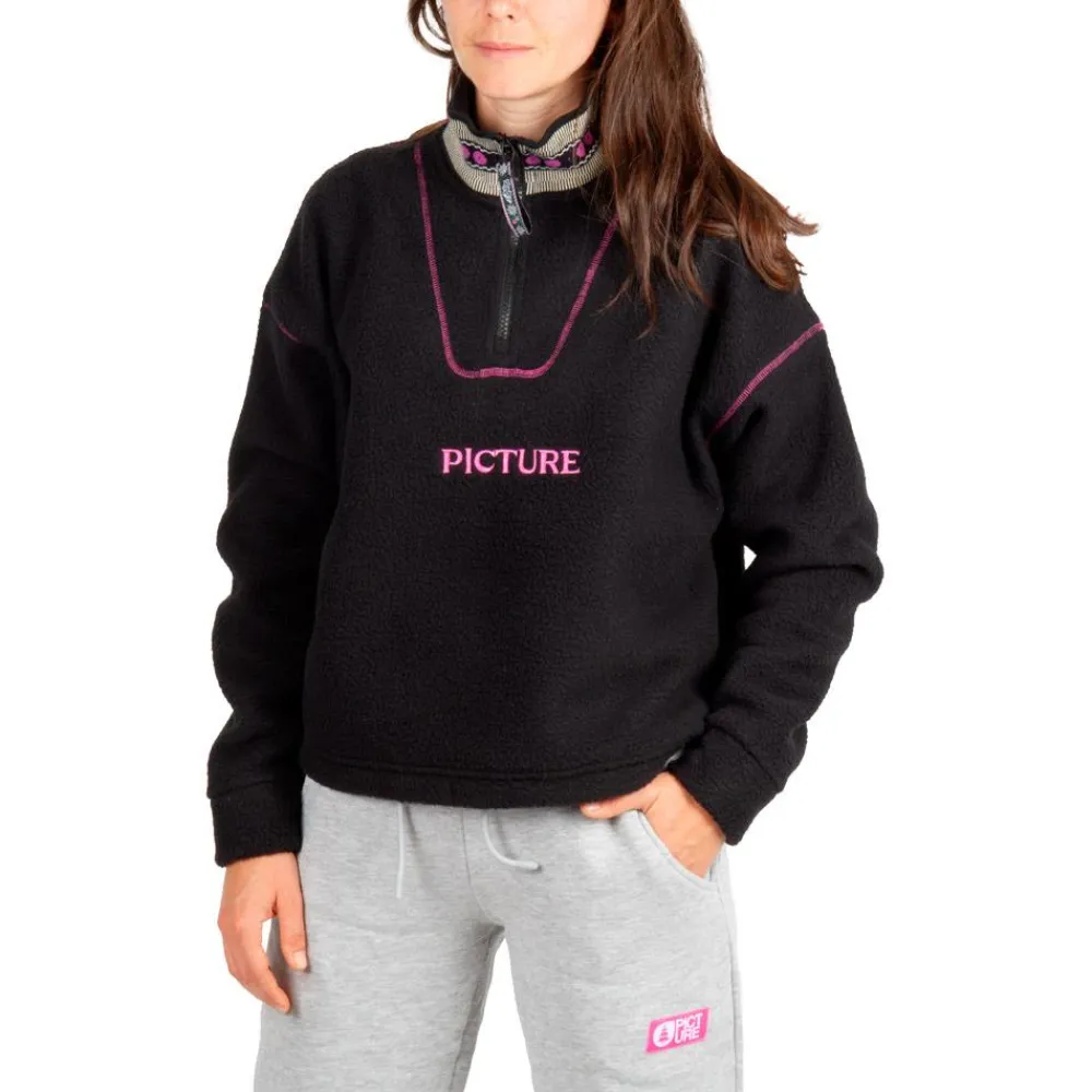 Outlet Polaire Cylla Crop 1/4 Black Femme Veste De Ski|Polaire Femme