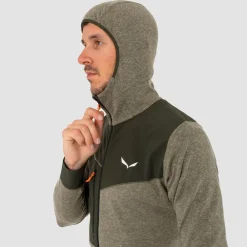 Online Polaire Puez 2 Dry M Hooded Full Zip Top Dark Olive Melange Homme Polaire Homme|Veste De Ski