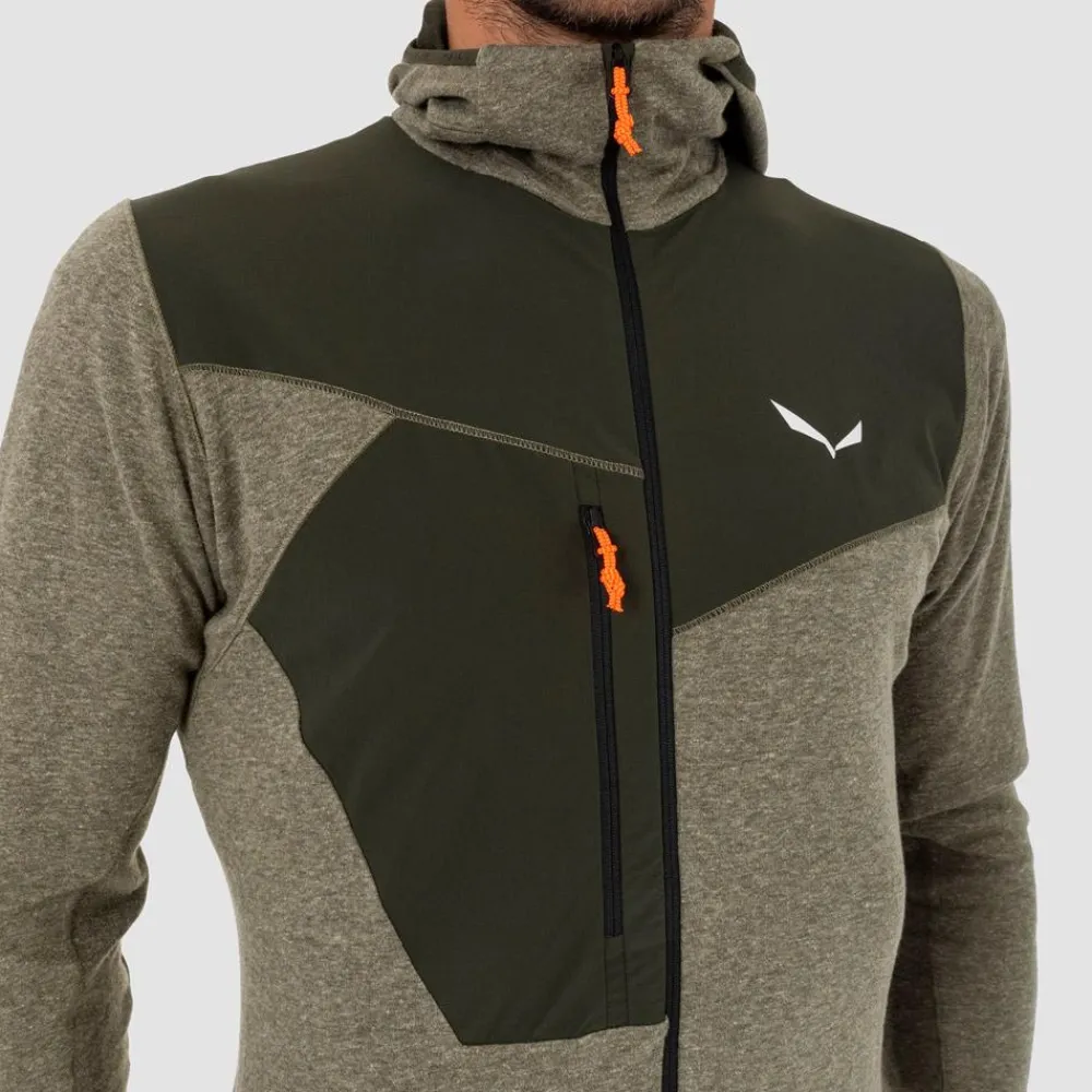 Online Polaire Puez 2 Dry M Hooded Full Zip Top Dark Olive Melange Homme Polaire Homme|Veste De Ski