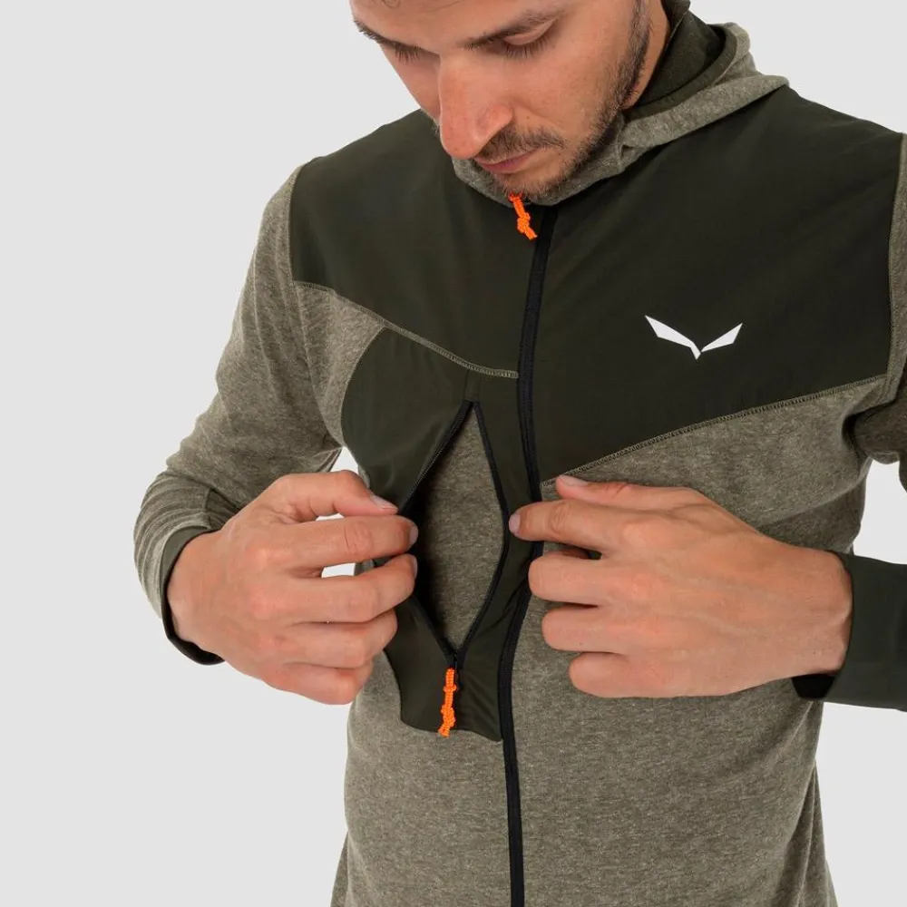 Online Polaire Puez 2 Dry M Hooded Full Zip Top Dark Olive Melange Homme Polaire Homme|Veste De Ski