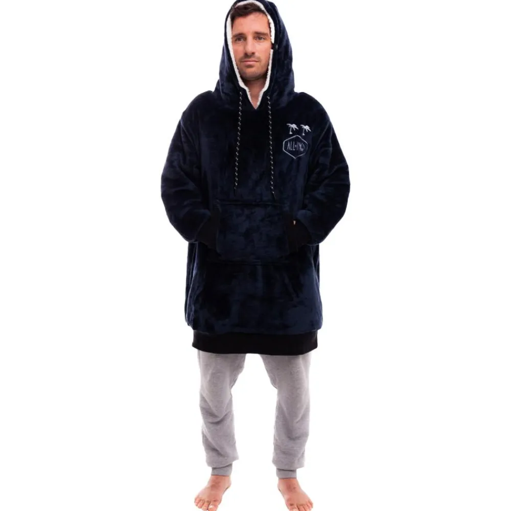 Sweat - Pull - Poncho<All-In Poncho Poncho Plaid Grey Blue