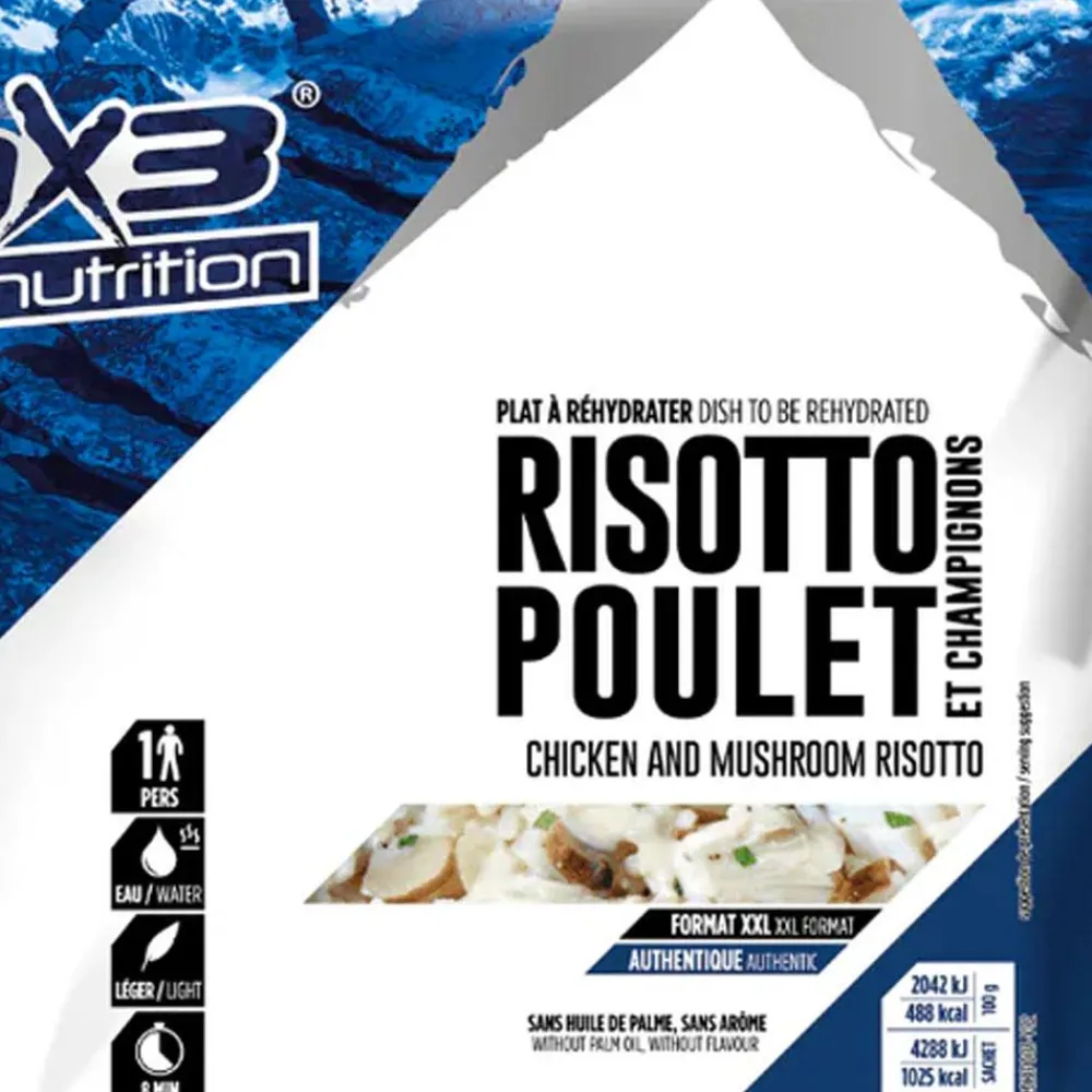 New Repas Lyophilisé Risotto Poulet Champignons 210 g. Repas Lyophilisés
