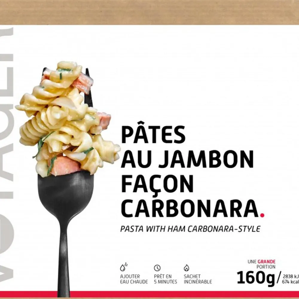 New Repas Lyophilisé Pâtes Au Jambon Façon Carbonara 160 g. Repas Lyophilisés