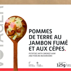 Hot Repas Lyophilisé   Pommes De Terre Au Jambon Fumé Et Aux Cèpes 125 g. Repas Lyophilisés