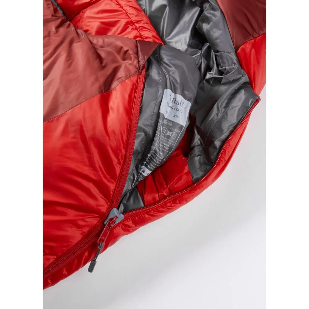 Outlet Sac de couchage Solar Eco 3 Long Left Oxblood Red Sac Couchage Synthétique
