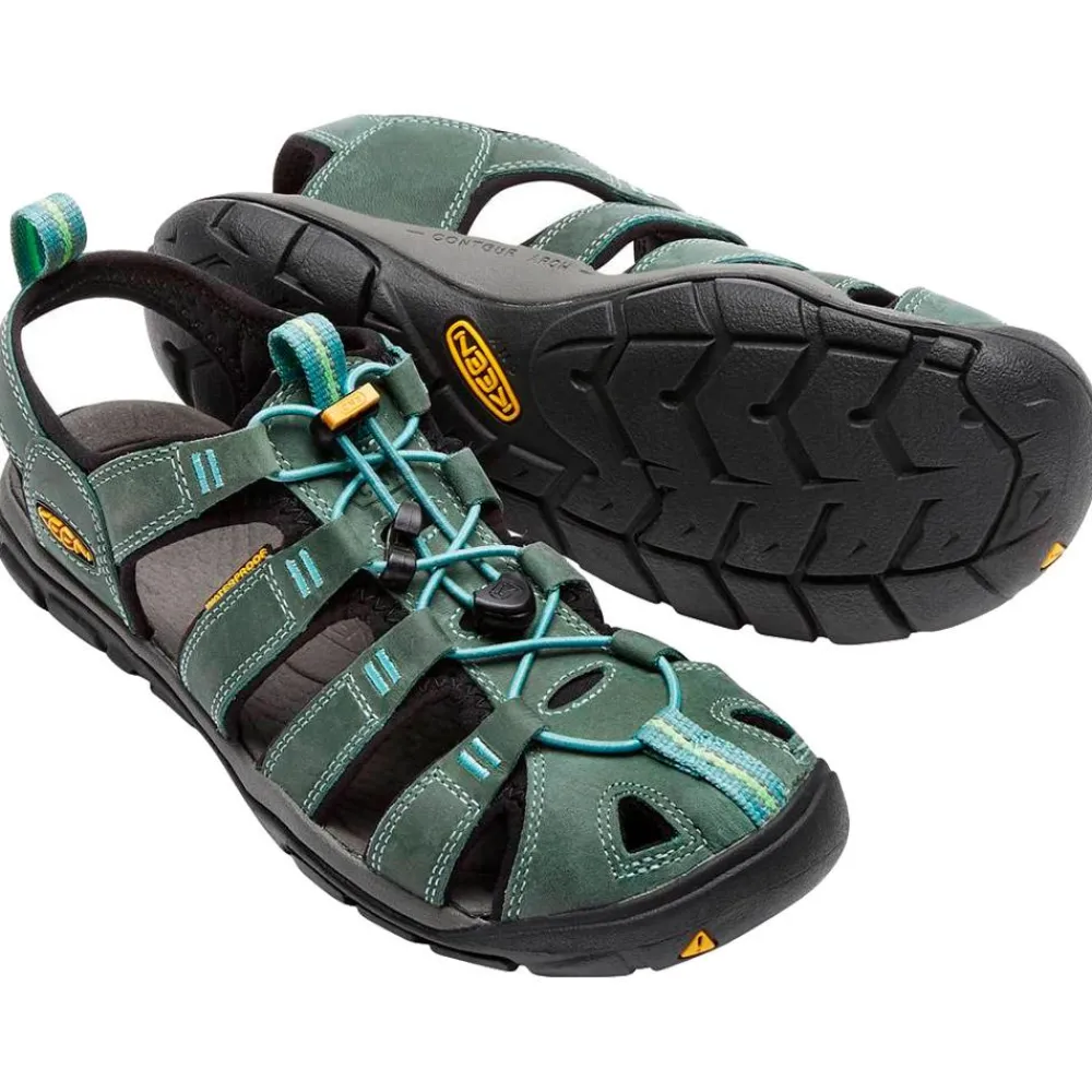 Hot Sandales de randonnée Clearwater CNX Leather Women Mineral Blue Yellow Femme Sandales De Randonnée|Chaussures Rando Femme