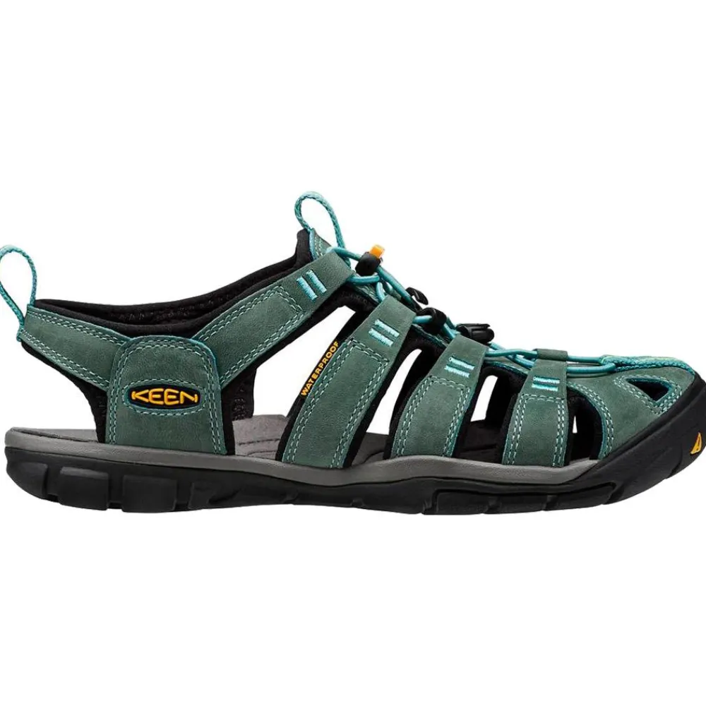 Hot Sandales de randonnée Clearwater CNX Leather Women Mineral Blue Yellow Femme Sandales De Randonnée|Chaussures Rando Femme