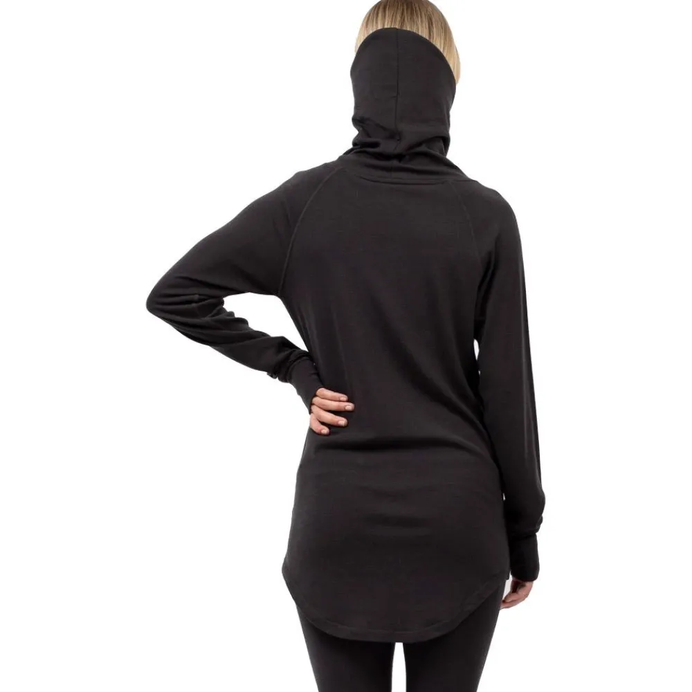 Clearance Sous-vêtement technique Icecold Merino Wool Gaiter Rib Top Black Femme Sous-Vêtement Femme