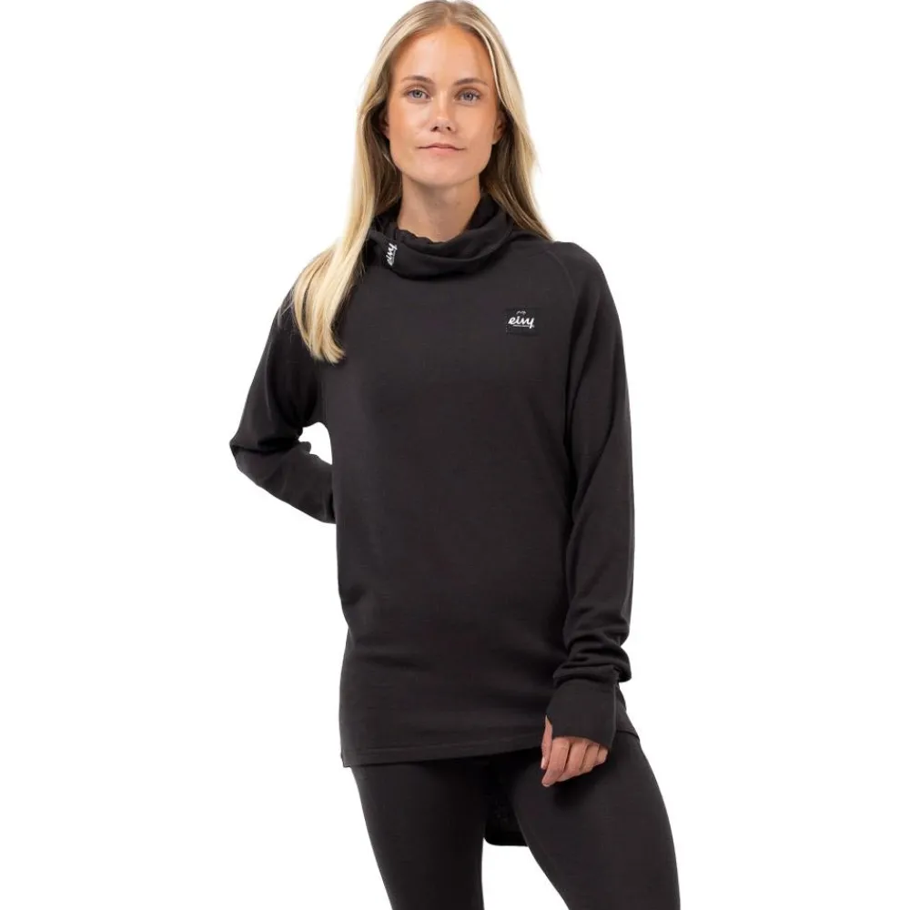 Clearance Sous-vêtement technique Icecold Merino Wool Gaiter Rib Top Black Femme Sous-Vêtement Femme