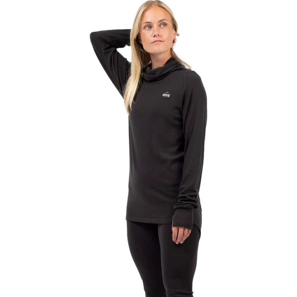 Clearance Sous-vêtement technique Icecold Merino Wool Gaiter Rib Top Black Femme Sous-Vêtement Femme