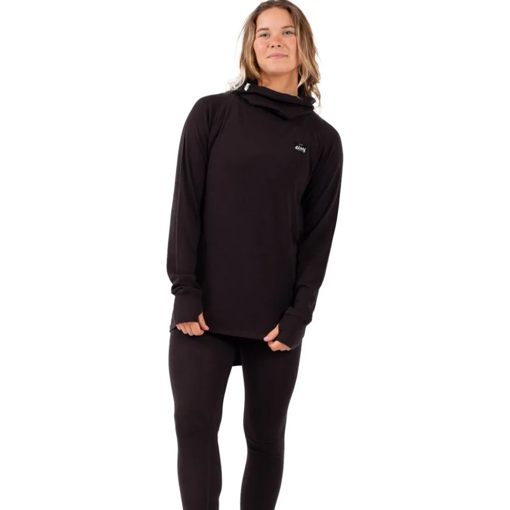 Clearance Sous-vêtement technique Icecold Merino Wool Gaiter Rib Top Black Femme Sous-Vêtement Femme
