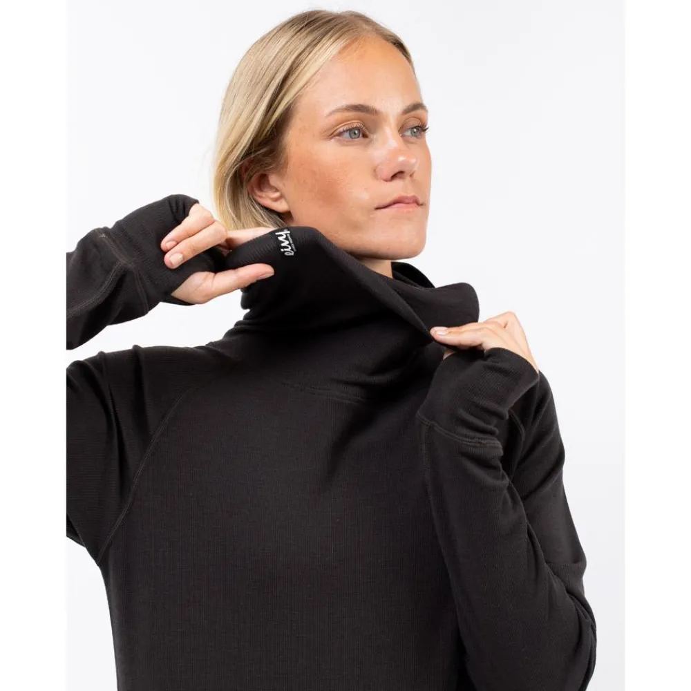 Clearance Sous-vêtement technique Icecold Merino Wool Gaiter Rib Top Black Femme Sous-Vêtement Femme