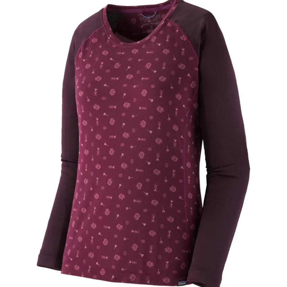 Sous-Vêtement Femme|Sous-Vêtements Thermiques<Patagonia Sous-vêtement technique W's Cap Midweight Crew Fire Floral Night Plum