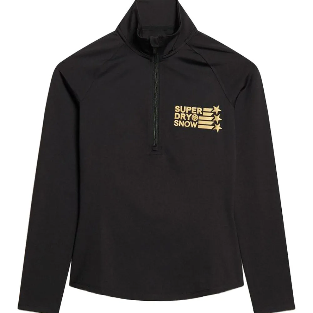 Outlet Sous-vêtement technique Logo Baselayer Halfzip Top Black Femme Sous-Vêtement Femme