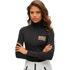Outlet Sous-vêtement technique Logo Baselayer Halfzip Top Black Femme Sous-Vêtement Femme