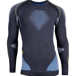 Outlet Sous-vêtement technique M Evolutyon Shirt LS Anthracite Melange Blue Yellow Shiny Homme Sous-Vêtement Homme