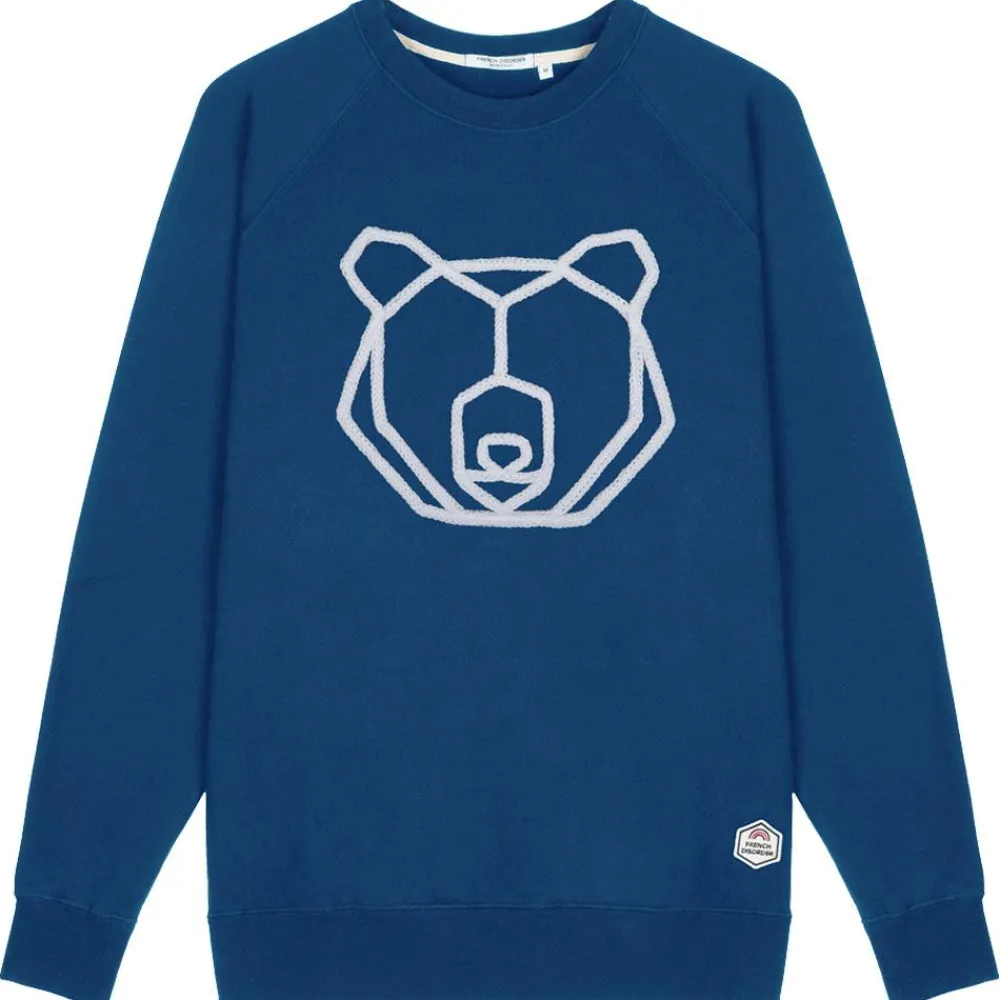 Outlet Sweat Clyde Ours (Tricotin) State Blue Sweat - Pull - Poncho