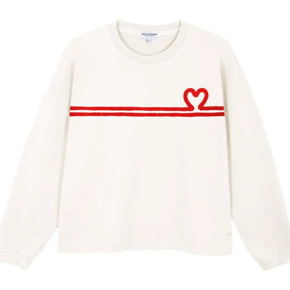 Sweat - Pull - Poncho<French Disorder Sweat Nora Heart Tricotin Cream