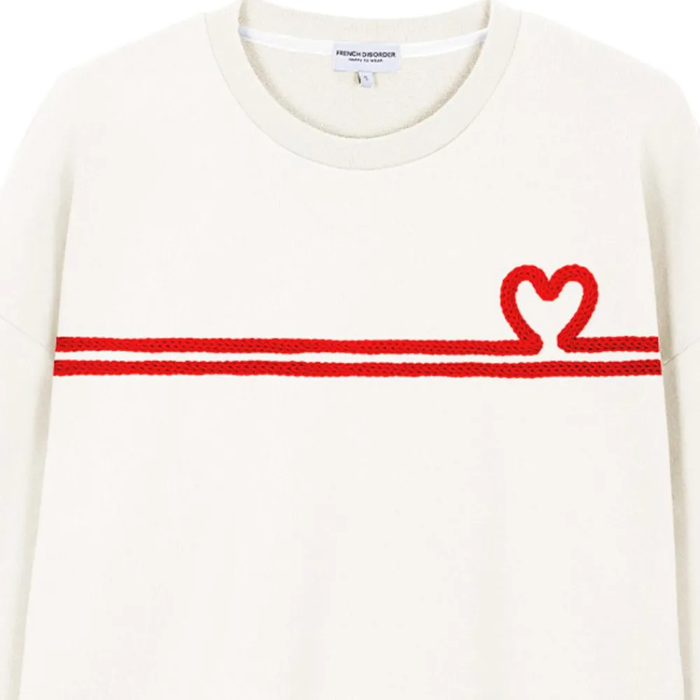Sweat - Pull - Poncho<French Disorder Sweat Nora Heart Tricotin Cream
