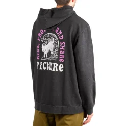 Best Sweat Picturide Hoodie Black Washed Sweat - Pull - Poncho