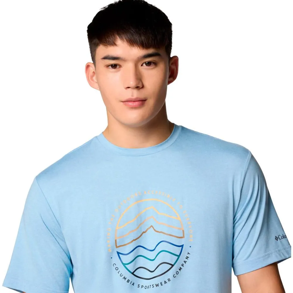 Sale Tee-shirt de rando Kwick Hike Graphic Ss Tee Ripple Blue Heather Peaked Lifestyle T-Shirt Randonnée
