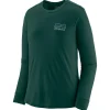 Tee Shirt|T-Shirt Randonnée<Patagonia Tee-shirt de rando W's Long-Sleeved Capilene Cool Merino Graphic Shirt Fitz Roy Strata: Cascade Green