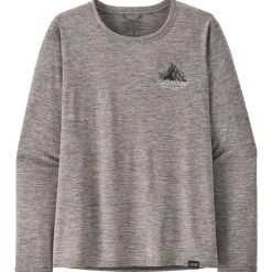 T-Shirt Randonnée<Patagonia Tee-shirt de rando W's LS Capilene Cool Daily Graphic Chouinard Crest Feather Grey