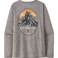 T-Shirt Randonnée<Patagonia Tee-shirt de rando W's LS Capilene Cool Daily Graphic Chouinard Crest Feather Grey