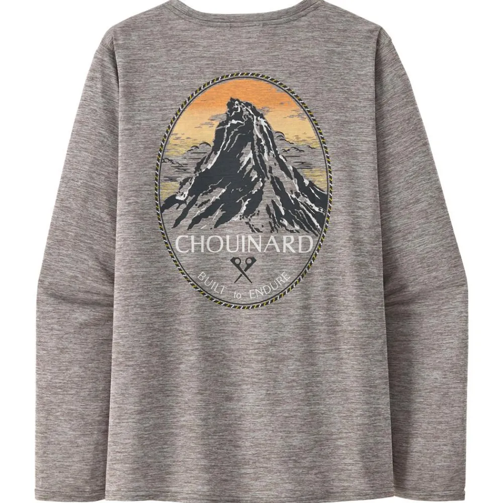 T-Shirt Randonnée<Patagonia Tee-shirt de rando W's LS Capilene Cool Daily Graphic Chouinard Crest Feather Grey