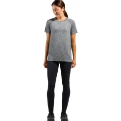 Best Tee-shirt de trail Essential Seamless T-Shirt Crew Neck SS Wmn Stone Grey Melange T-Shirt Trail|T-Shirt Randonnée