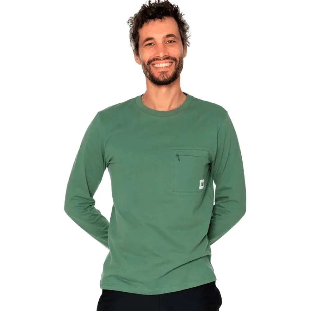 New Tee-shirt d’escalade M Pocket Tee Shirt Long Sleeve Khaki T-Shirt Escalade|Vêtements Escalade