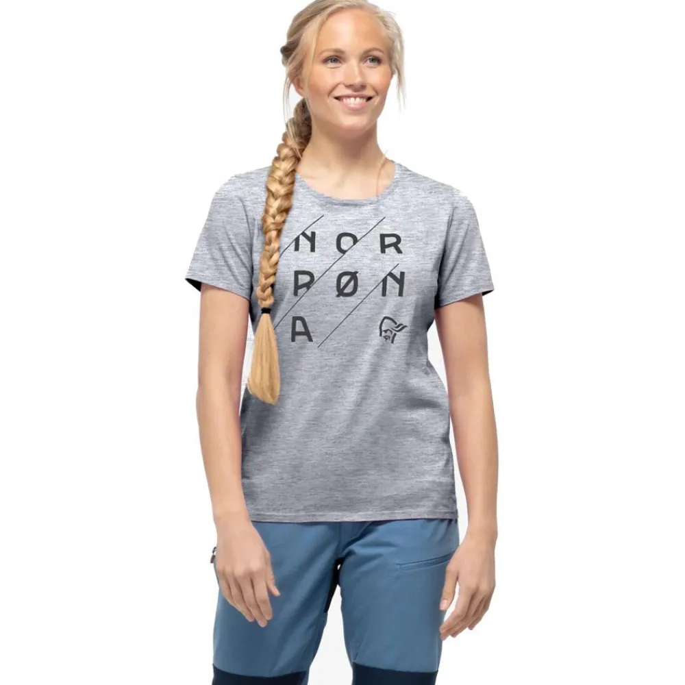 Sale Tee-shirt 29 Cotton Slant Logo W's Drizzle Melange/Caviar Tee Shirt