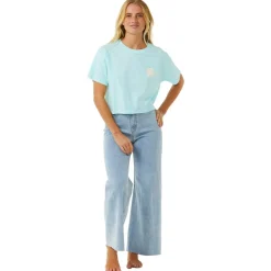 Tee Shirt<Rip Curl Tee-shirt Wettie Icon Crop Tee Sky Blue