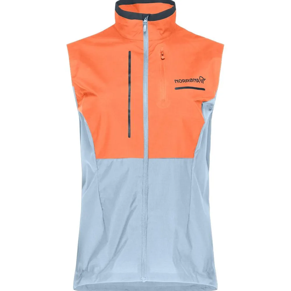 Veste Trail|Veste Randonnée<Norrona Veste de trail senja aero90 Vest W's Flamingo - Blue Fog