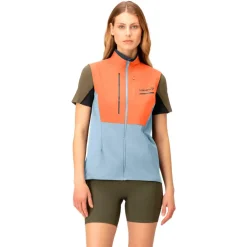 Veste Trail|Veste Randonnée<Norrona Veste de trail senja aero90 Vest W's Flamingo - Blue Fog