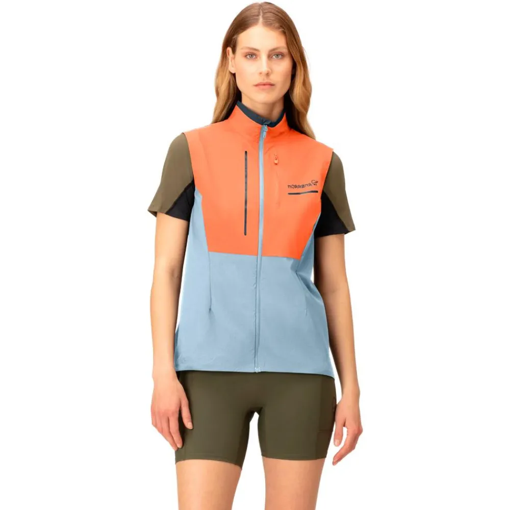 Veste Trail|Veste Randonnée<Norrona Veste de trail senja aero90 Vest W's Flamingo - Blue Fog