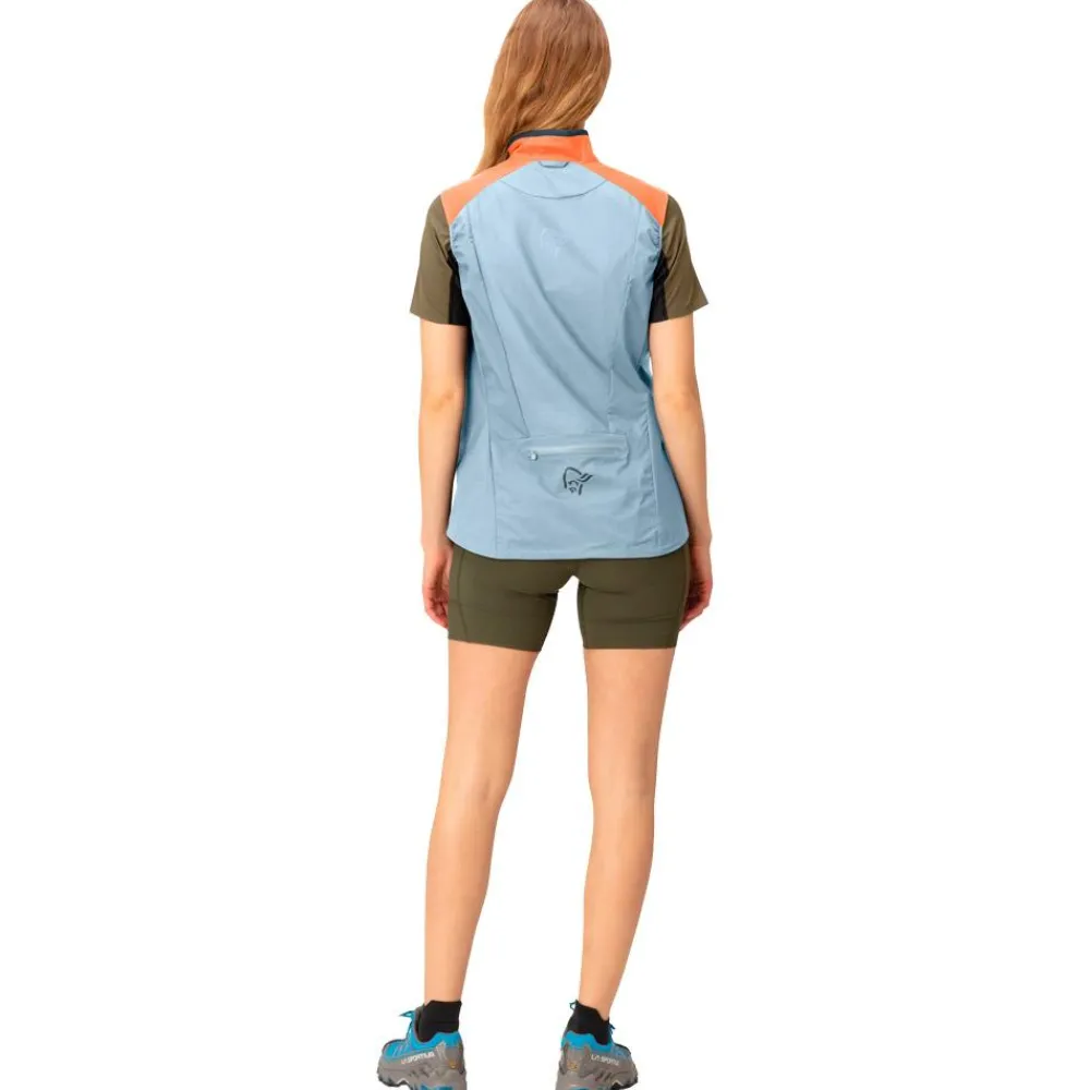 Veste Trail|Veste Randonnée<Norrona Veste de trail senja aero90 Vest W's Flamingo - Blue Fog