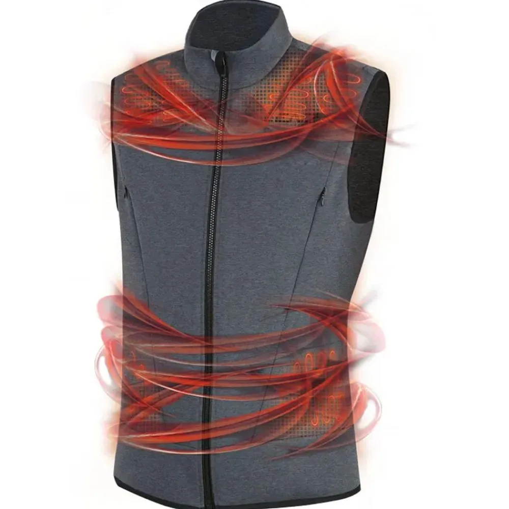 New Veste Heat Vest 2.0 Men + 2 Heat Pads Black Grey Melange Sweat - Pull - Poncho